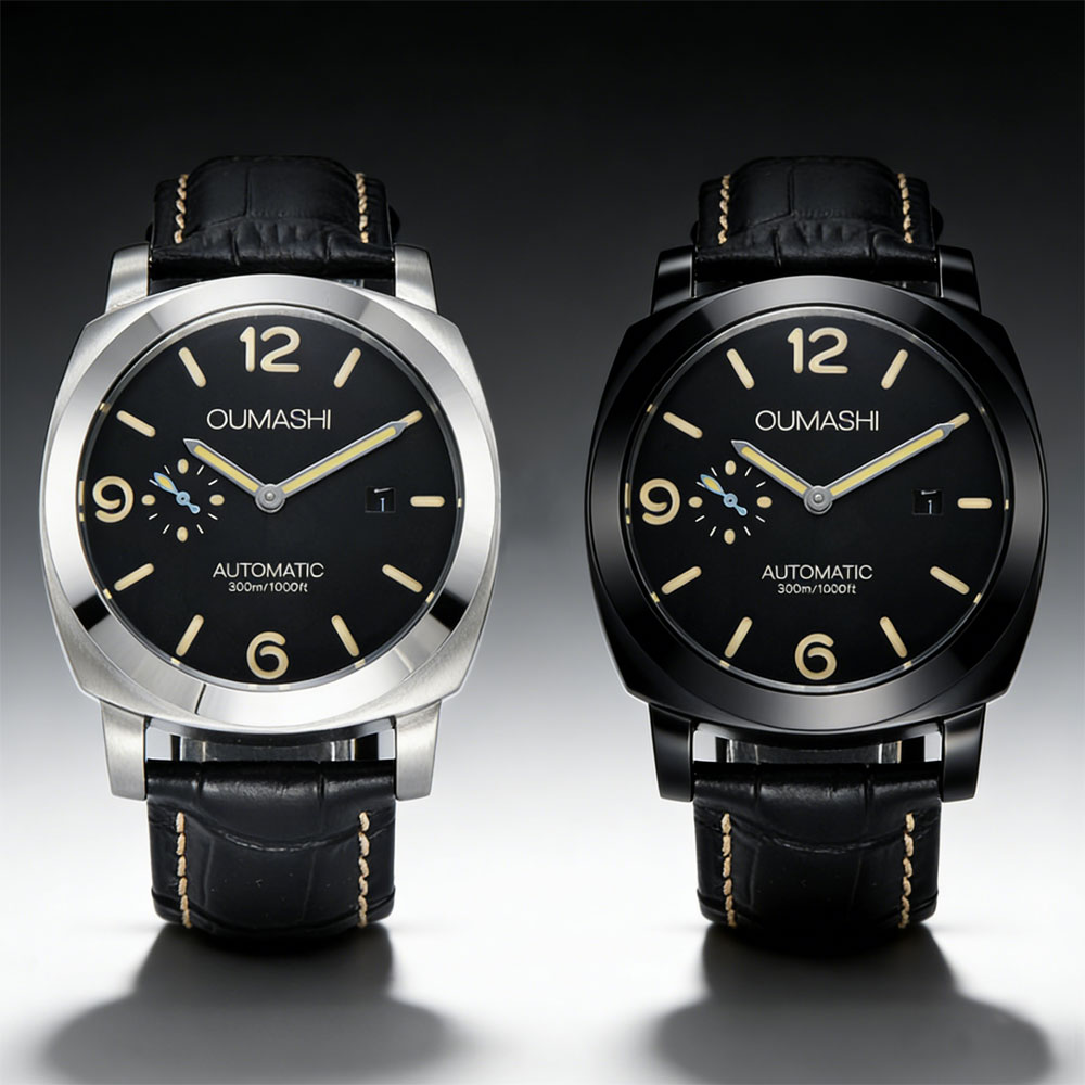Jewellery Watches - 44 มม.นาฬิกาผู้ชาย ซีกัล ST2555 กลไกสแตนเลสสตีลนาฬิกากลไกอัตโนมัติความแข็งแกร่งกระจกมิเนอรัลสร้อยข้อมือหนัง