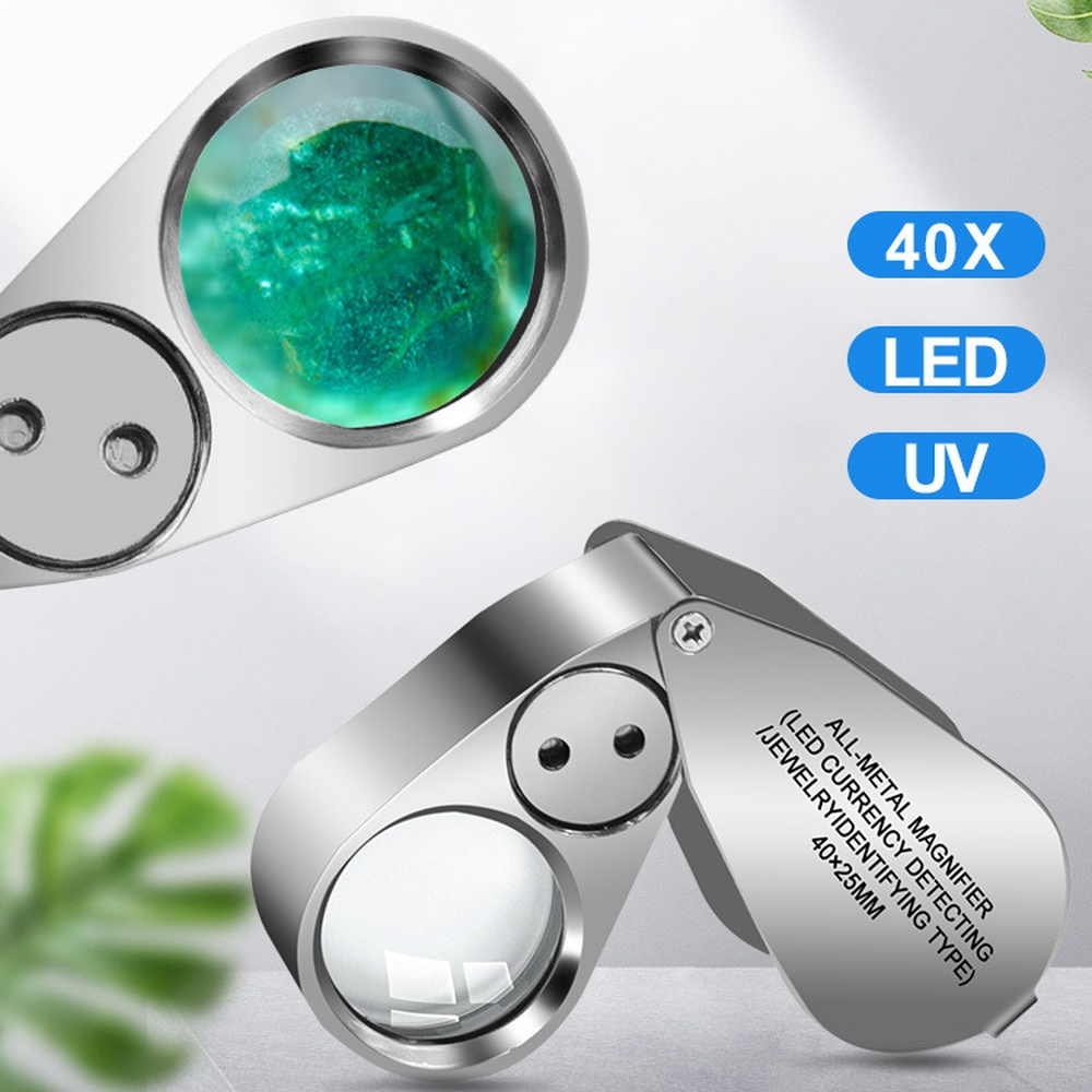 Collectors Coins Jewelry & Watches Of Smithtown - แว่นขยายพับได้ความคมชัดสูง 40 เท่า พร้อมไฟ LED สำหรับตรวจสอบเหรียญและเครื่องประดับ