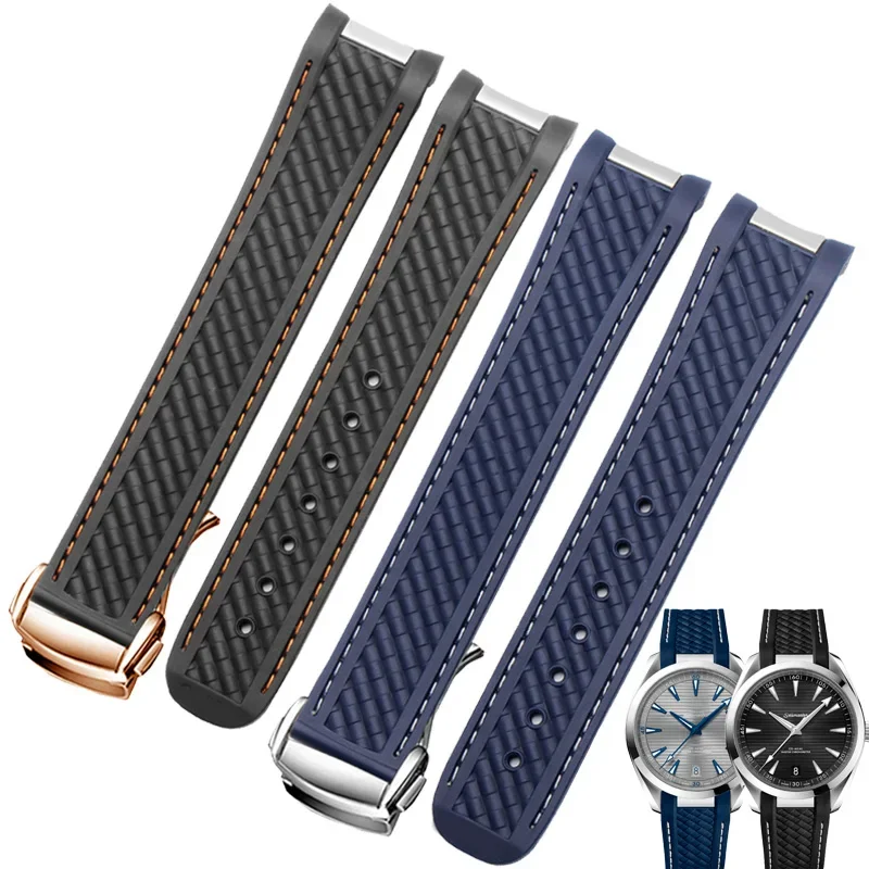 Omega Watch Seamaster - โค้ง 20 มม.ยาง Watchband Fit สําหรับ