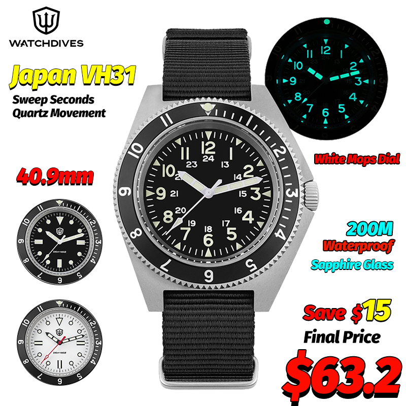 Jewellery Watches - นาฬิกาควอตซ์ Watchdives รุ่น WD1972 นาฬิกาผู้ชายหน้าปัดแซฟไฟร์ เรืองแสง