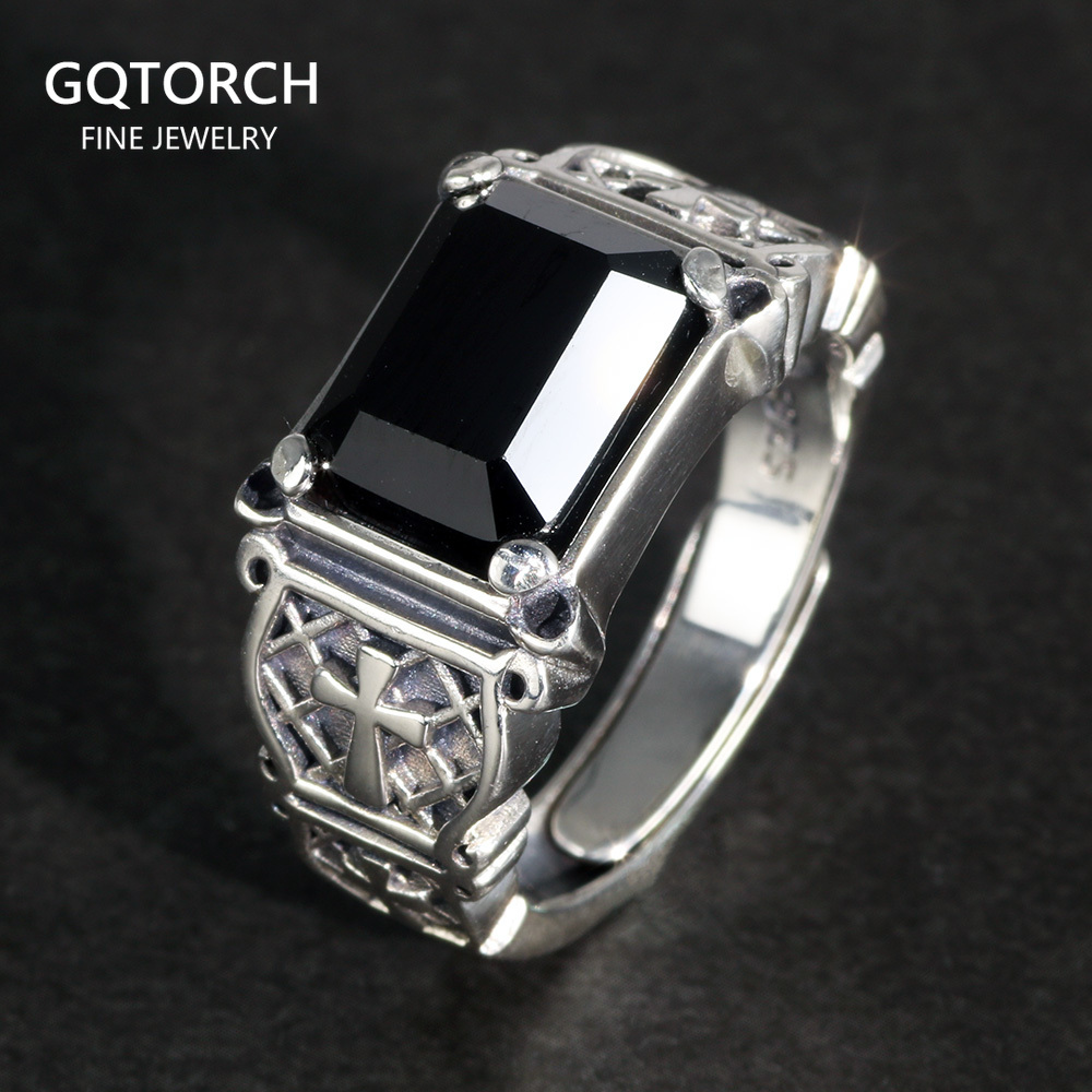 Mens Signet Ring - Vintage Punk เงิน 925 เครื่องประดับ Signet