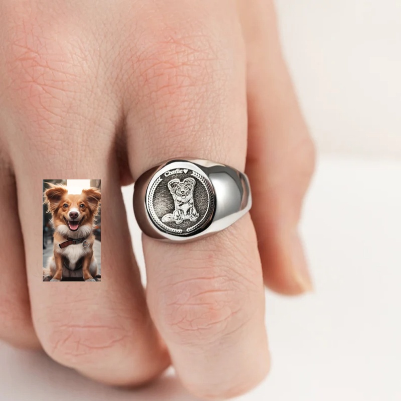 แหวนสลักลายรูปภาพตามสั่งสำหรับ - Mens Signet Ring บทวิจารณ์และราคา