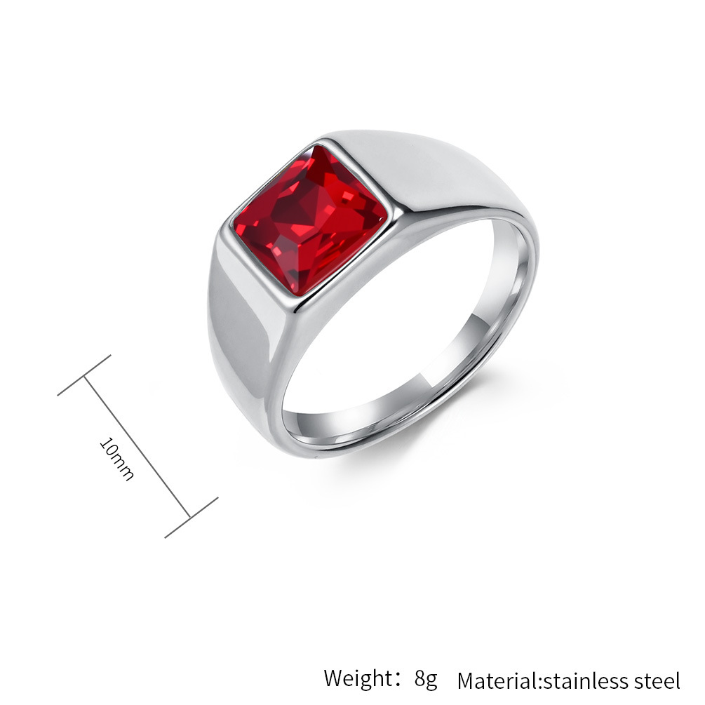 สแตนเลส Shinny เพทายสแควร์อัญม - Mens Signet Ring บทวิจารณ์และราคา