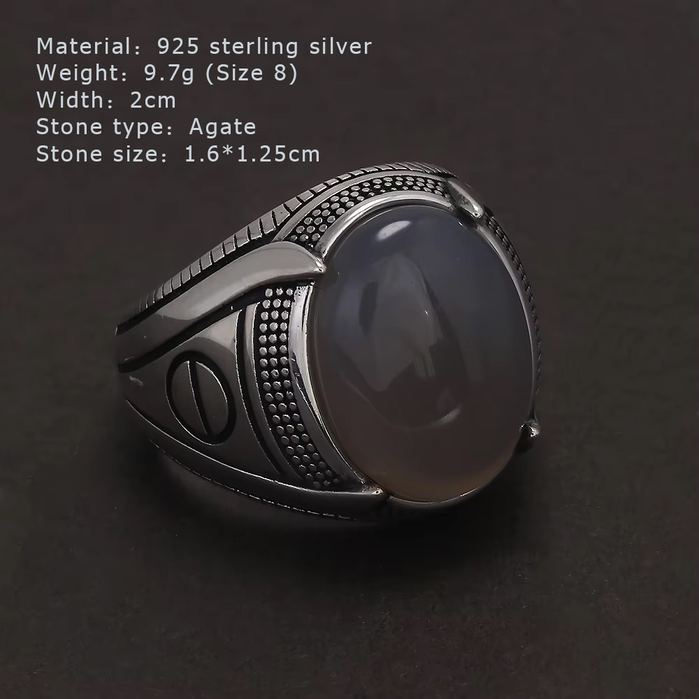 S925 เงินสเตอร์ลิง Agate Signe - Mens Signet Ring บทวิจารณ์และราคา