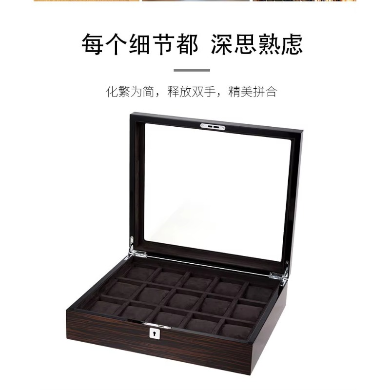 กล่องใส่นาฬิกาไม้เคลือบเงา Hxl - Jewelry Box With Watches บทวิจารณ์และราคา
