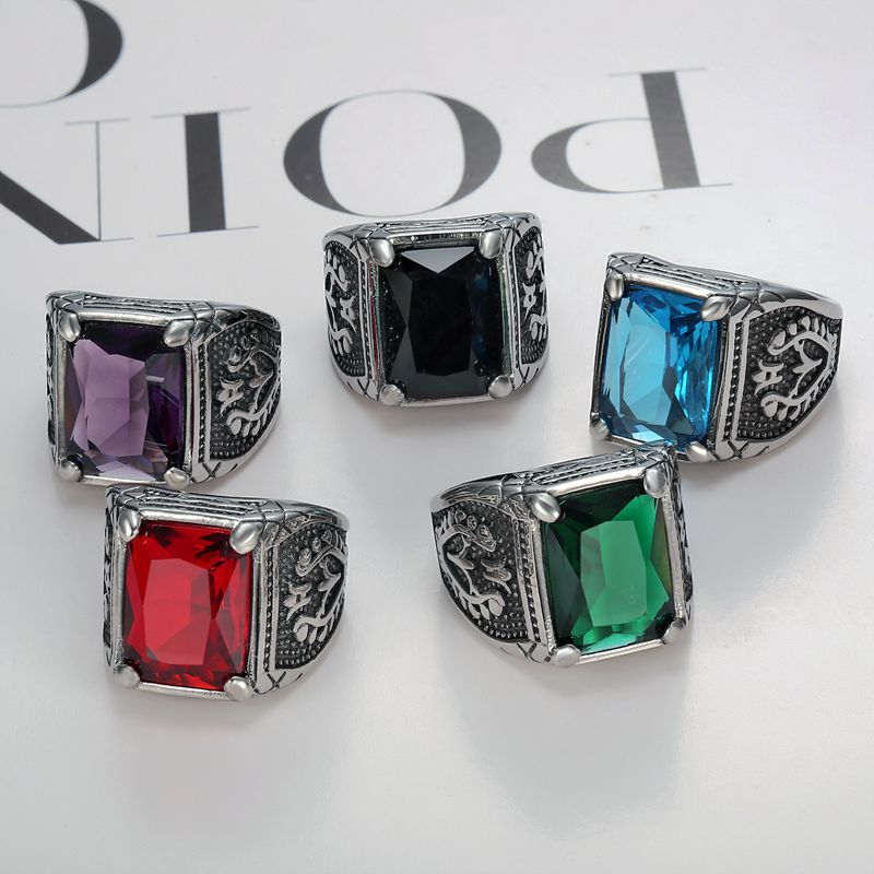 เงินสีผู้ชายสีแดงสีฟ้าSemi-Pre - Mens Signet Ring บทวิจารณ์และราคา