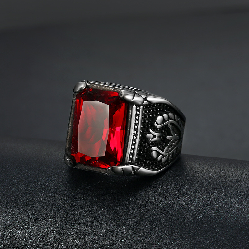 เงินสีผู้ชายสีแดงสีฟ้าSemi-Pre - Mens Signet Ring บทวิจารณ์และราคา