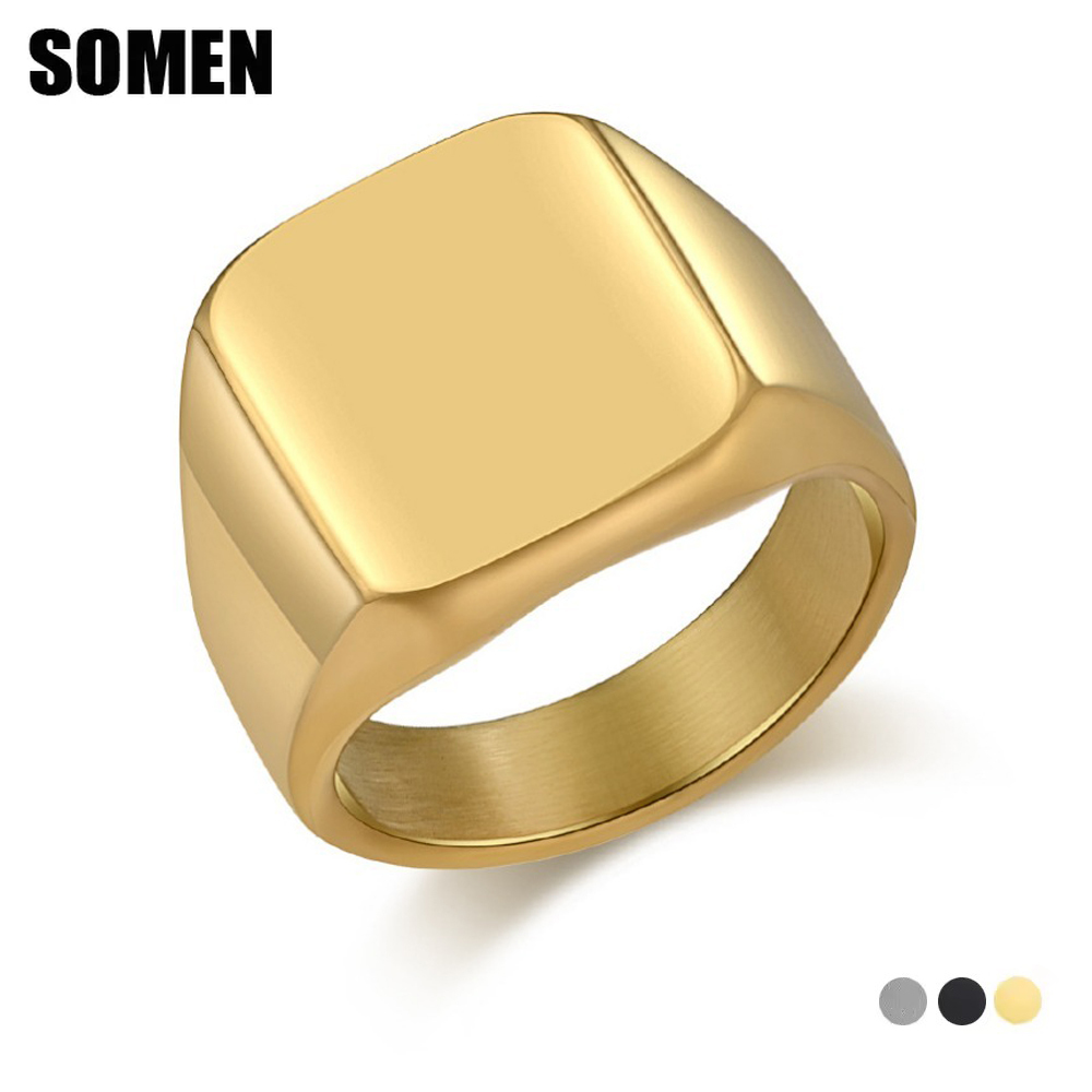 แหวนแต่งงานผู้ชายทรงสี่เหลี่ยม - Mens Signet Ring บทวิจารณ์และราคา