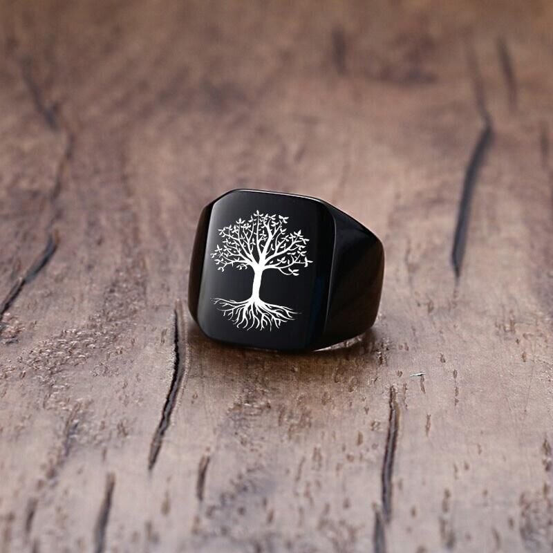 Vnox Punk Rock Tree Of Life Si - Mens Signet Ring บทวิจารณ์และราคา