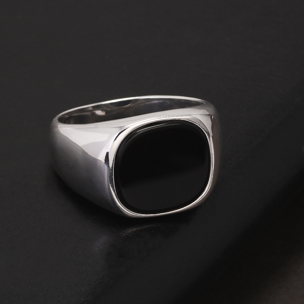S925 เงินสเตอร์ลิงสีดํา ONYX S - Mens Signet Ring บทวิจารณ์และราคา